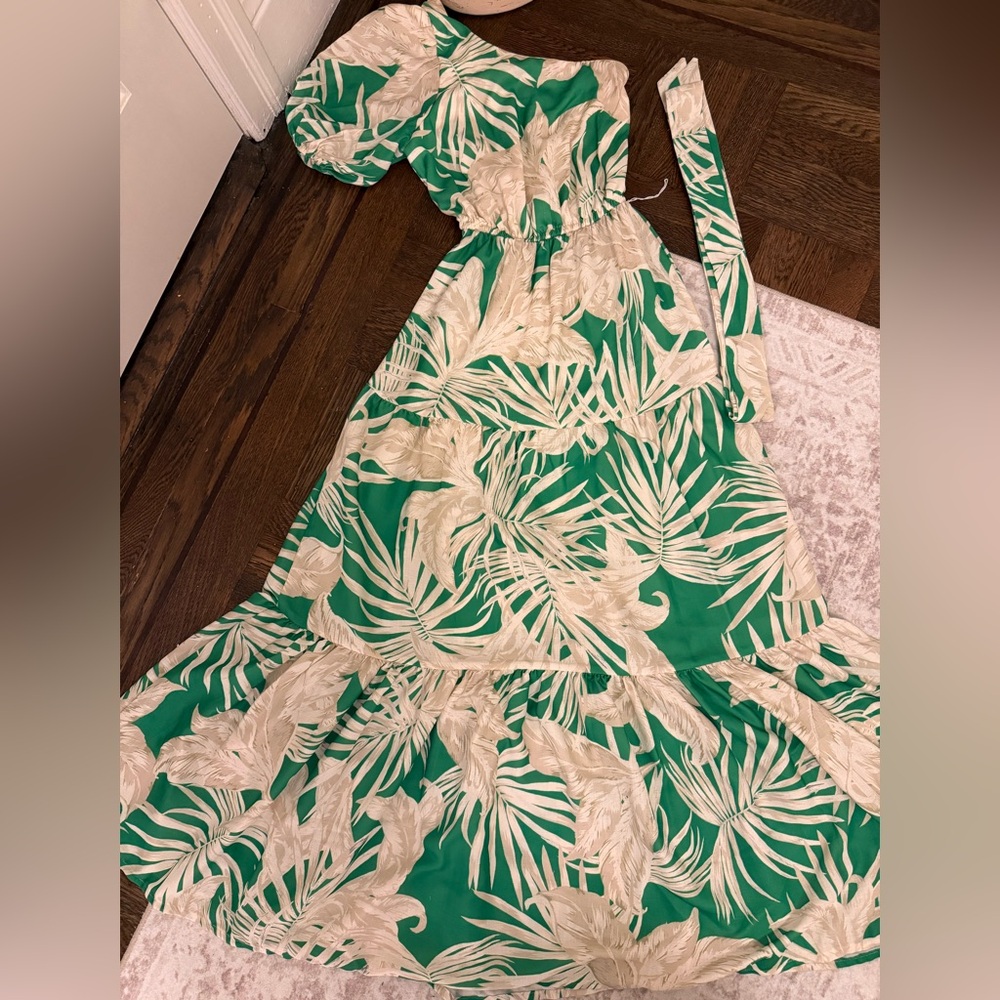 Red Dress Boutique Green Leaf Print Maxi Dress